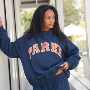 PARKE Navy and Orange Mockneck